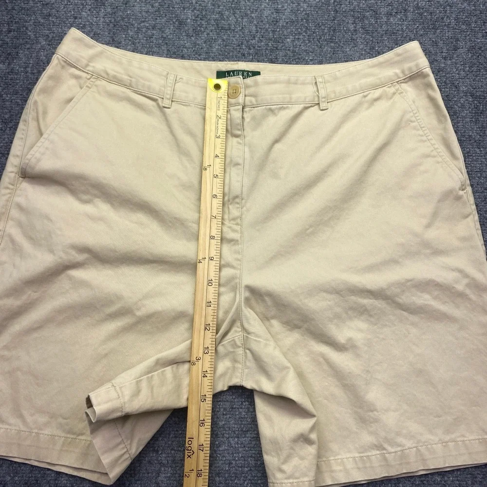 Lauren Ralph Lauren Womens 14W Khaki Tan Chino Shorts Cotton Twill Tropical